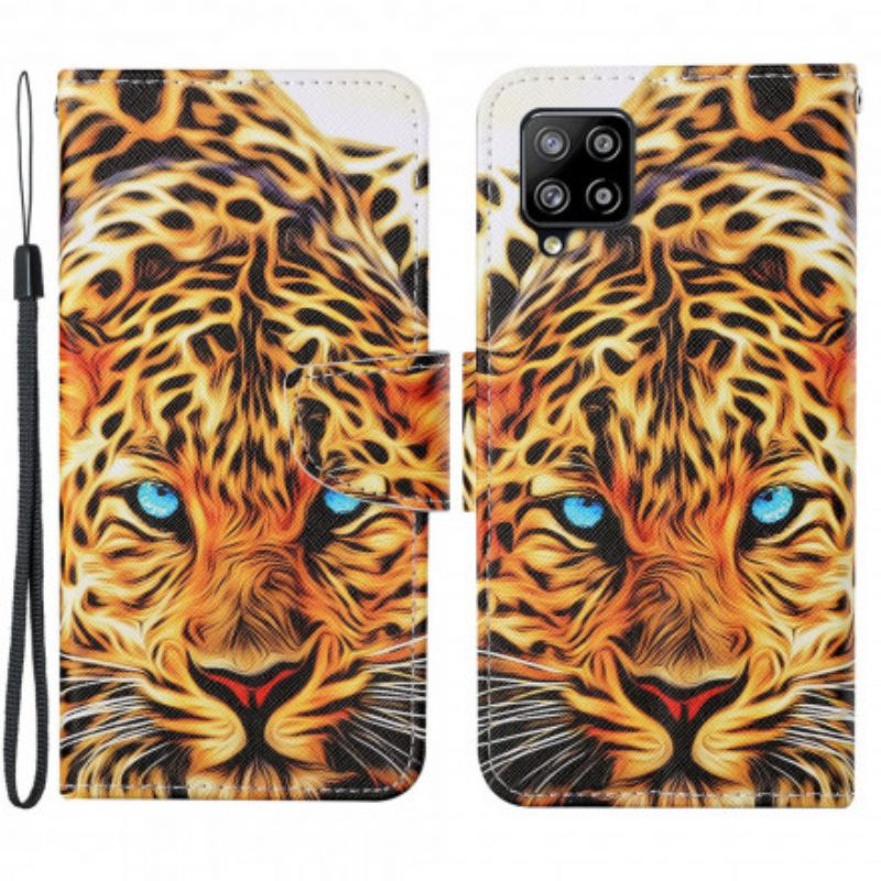 Folio Cover Samsung Galaxy A22 Tigre Con Cordino