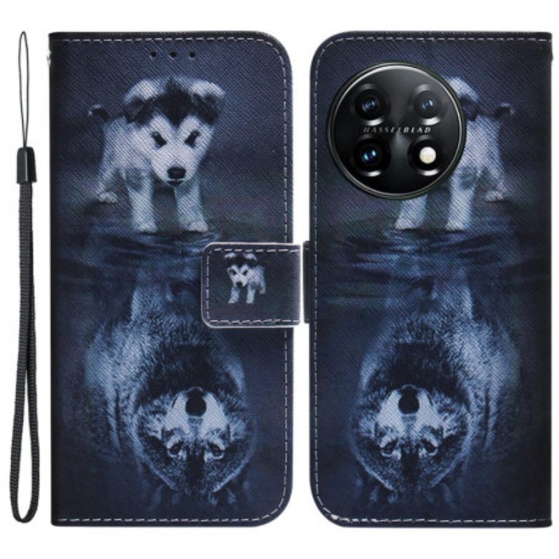 Custodia A Portafoglio OnePlus 11 5G Riflessione Del Cane