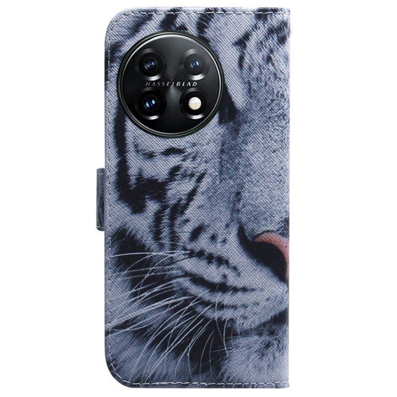 Custodia A Portafoglio OnePlus 11 5G Tigre Bianca