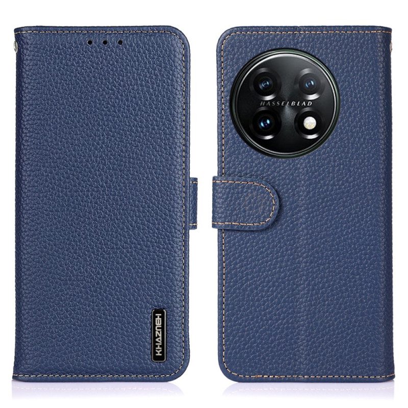 Custodia in pelle OnePlus 11 5G Litchi In Vera Pelle Khazneh