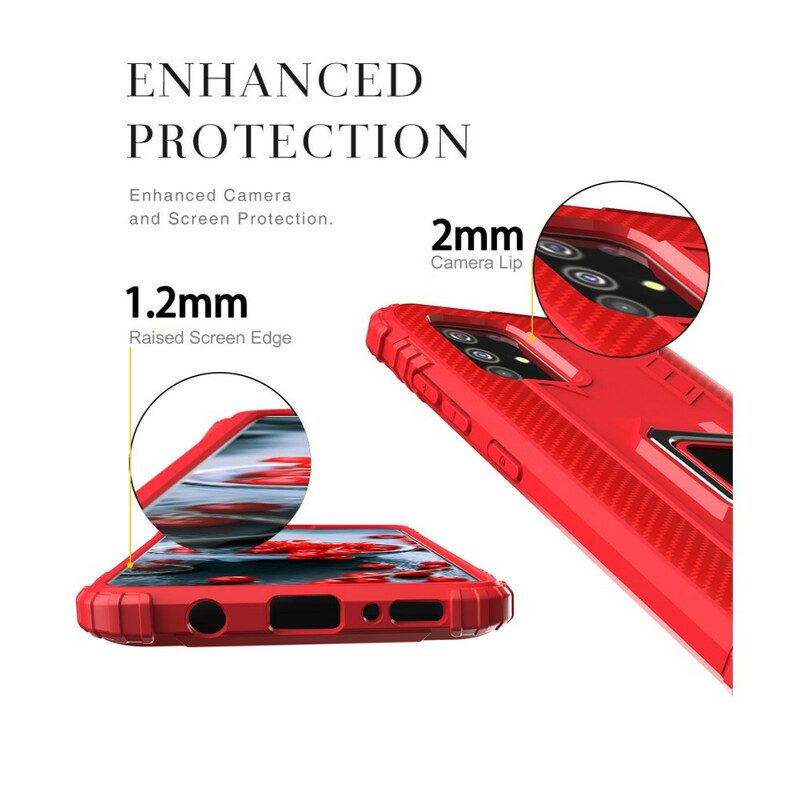 Cover Samsung Galaxy A71 Anello E Fibra Di Carbonio