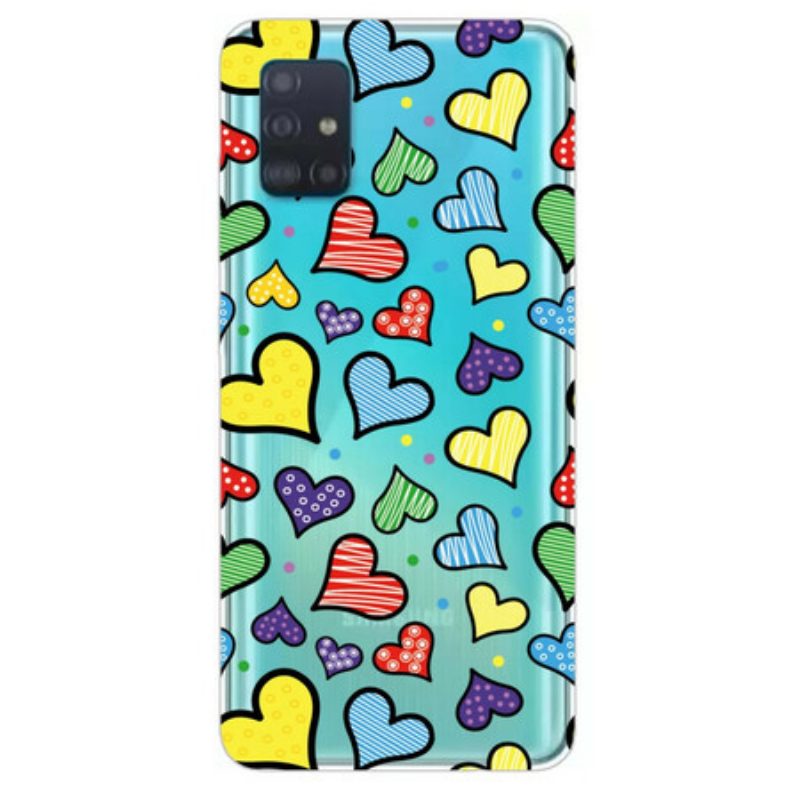 Cover Samsung Galaxy A71 Cuori Multicolori