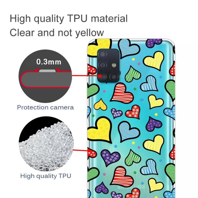 Cover Samsung Galaxy A71 Cuori Multicolori