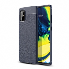 Cover Samsung Galaxy A71 Doppia Linea Litchi Effetto Pelle