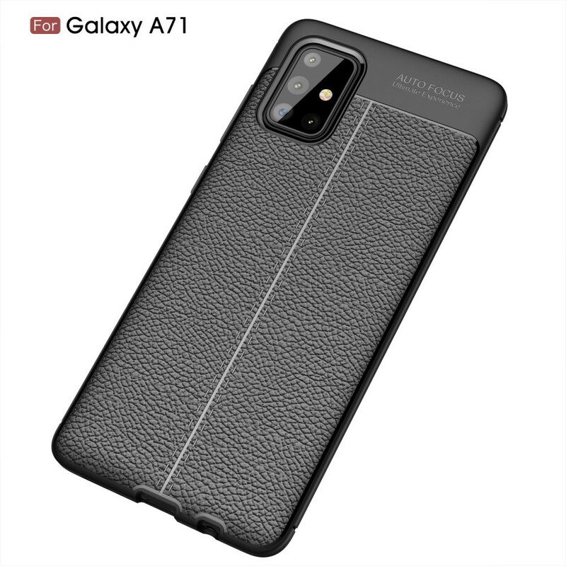 Cover Samsung Galaxy A71 Doppia Linea Litchi Effetto Pelle