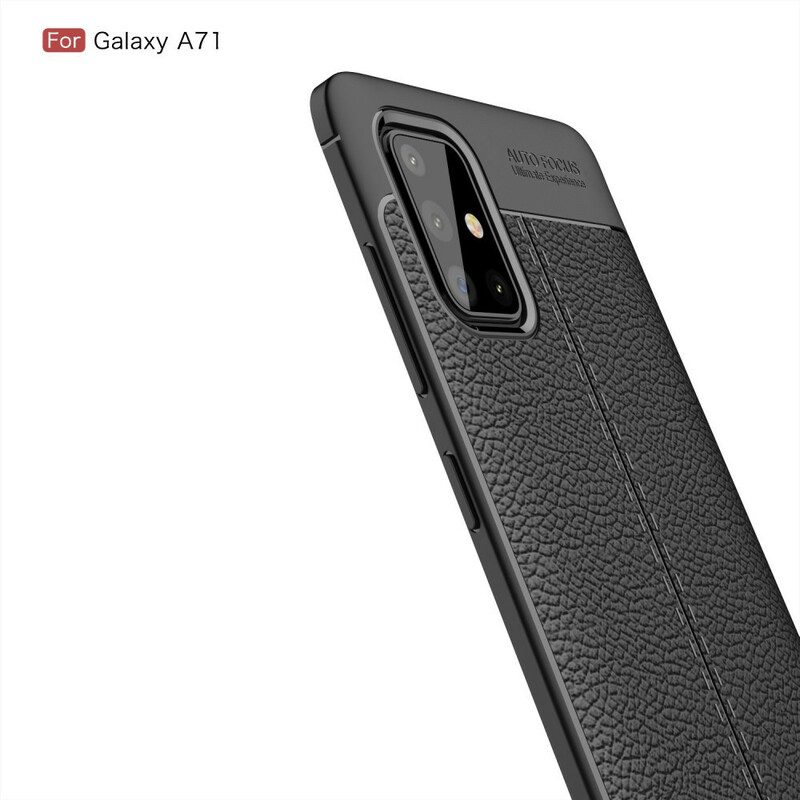 Cover Samsung Galaxy A71 Doppia Linea Litchi Effetto Pelle