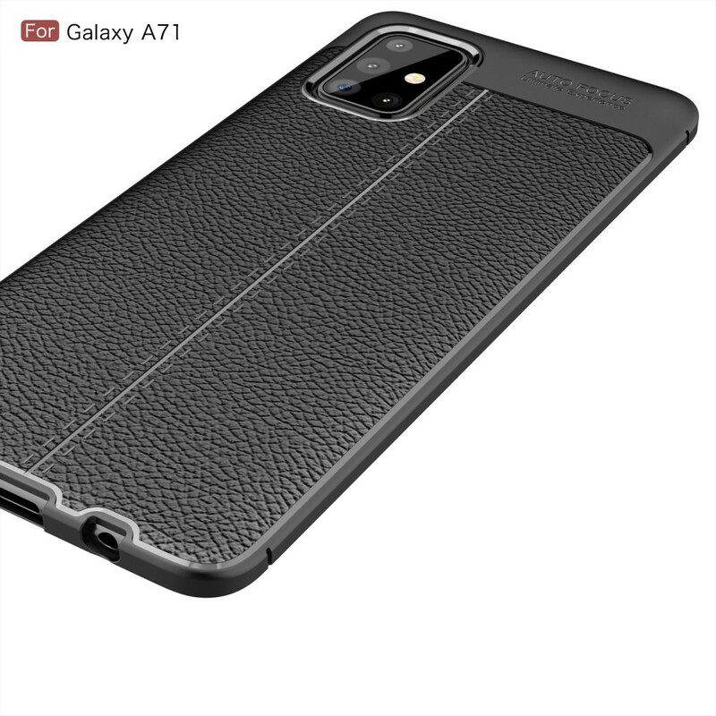 Cover Samsung Galaxy A71 Doppia Linea Litchi Effetto Pelle