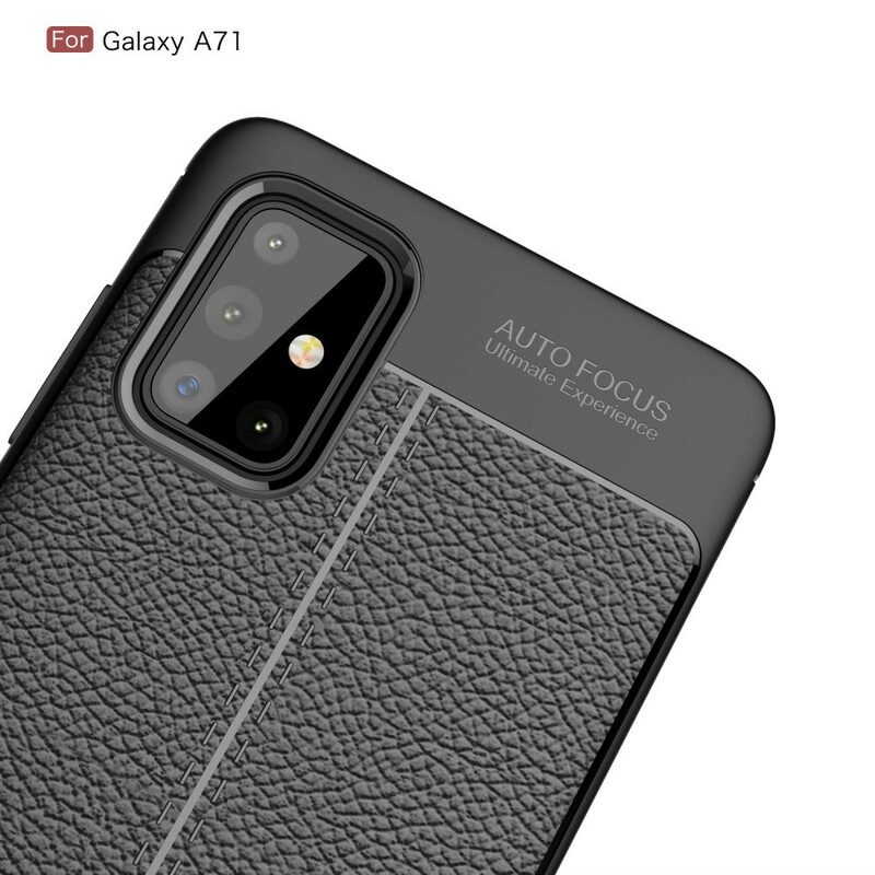 Cover Samsung Galaxy A71 Doppia Linea Litchi Effetto Pelle