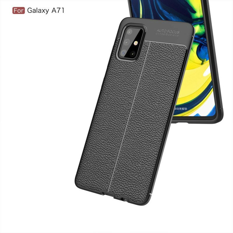 Cover Samsung Galaxy A71 Doppia Linea Litchi Effetto Pelle