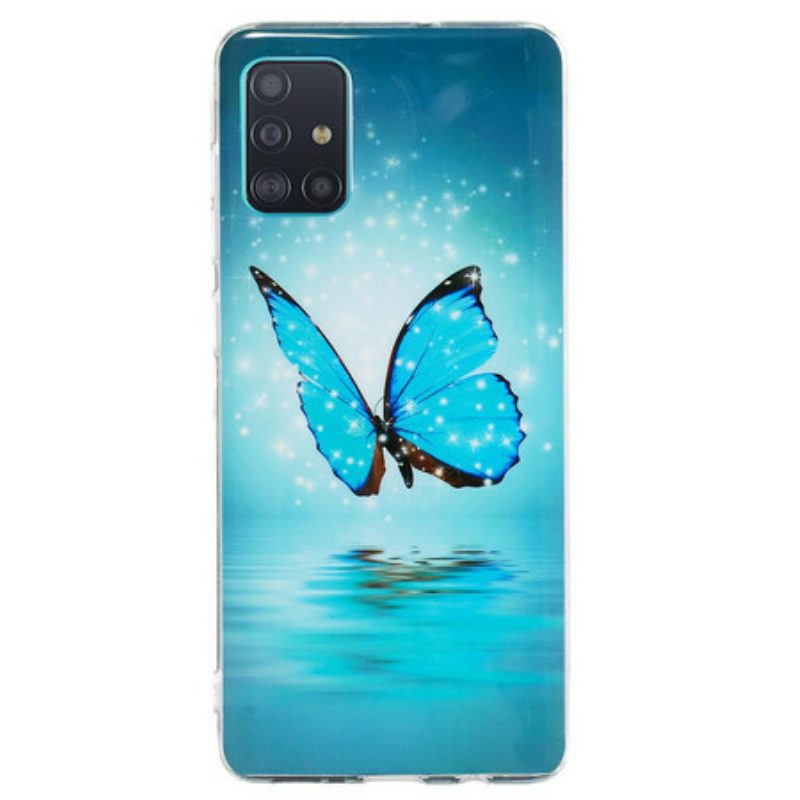 Cover Samsung Galaxy A71 Farfalla Blu Fluorescente