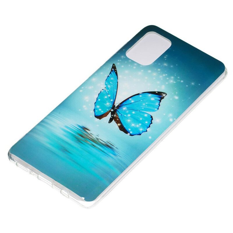 Cover Samsung Galaxy A71 Farfalla Blu Fluorescente