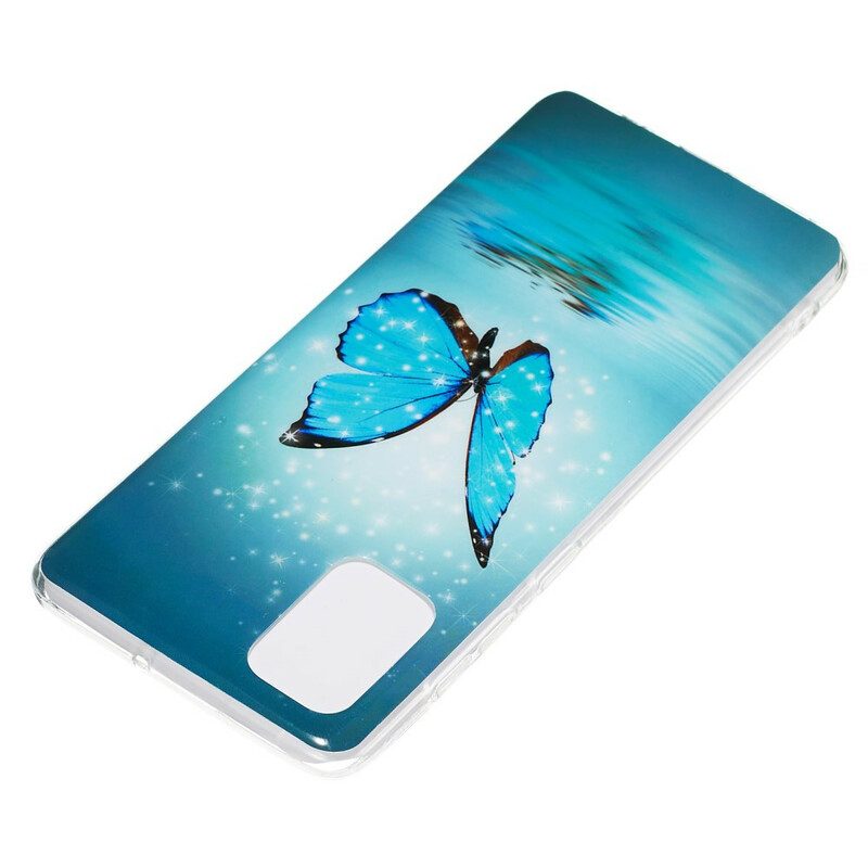 Cover Samsung Galaxy A71 Farfalla Blu Fluorescente