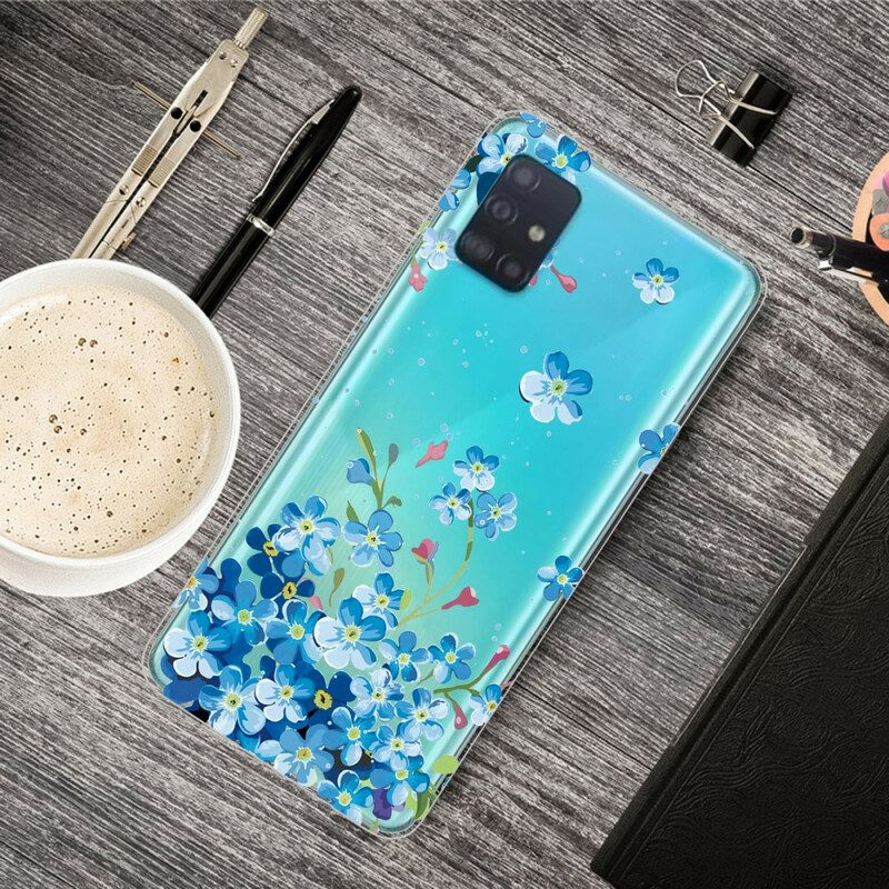 Cover Samsung Galaxy A71 Fiori Blu