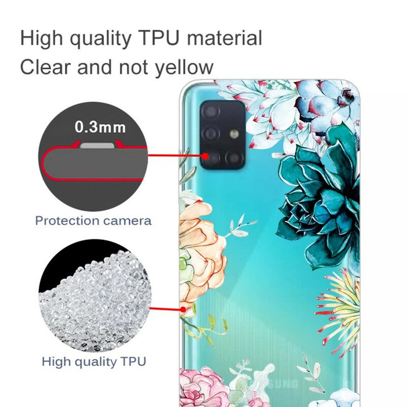 Cover Samsung Galaxy A71 Fiori Dell'acquerello Senza Soluzione Di Continuità