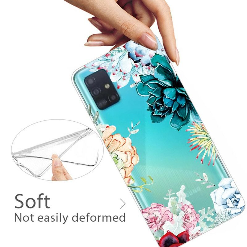 Cover Samsung Galaxy A71 Fiori Dell'acquerello Senza Soluzione Di Continuità