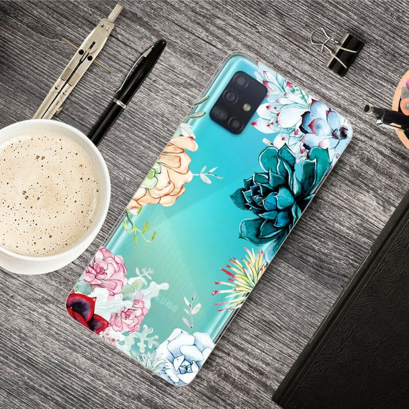 Cover Samsung Galaxy A71 Fiori Dell'acquerello Senza Soluzione Di Continuità