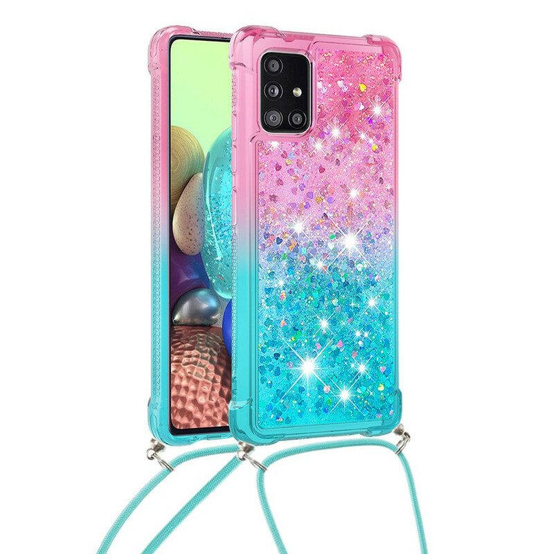 Cover Samsung Galaxy A71 Paillettes E Cordoncino In Silicone