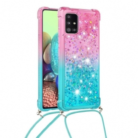 Cover Samsung Galaxy A71 Paillettes E Cordoncino In Silicone