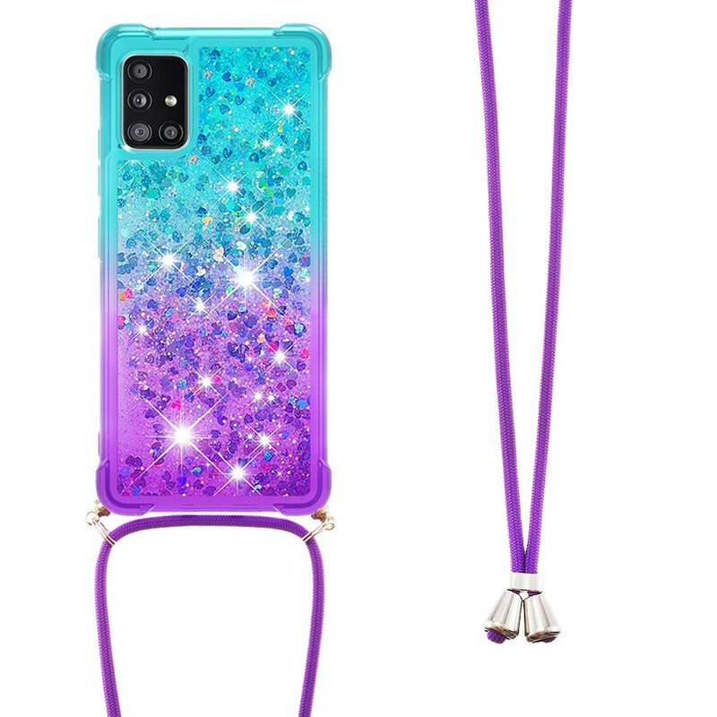 Cover Samsung Galaxy A71 Paillettes E Cordoncino In Silicone