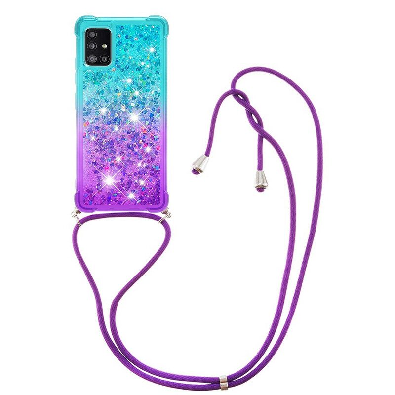 Cover Samsung Galaxy A71 Paillettes E Cordoncino In Silicone