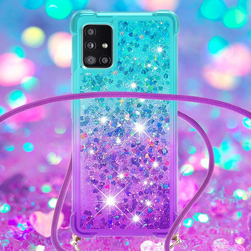 Cover Samsung Galaxy A71 Paillettes E Cordoncino In Silicone