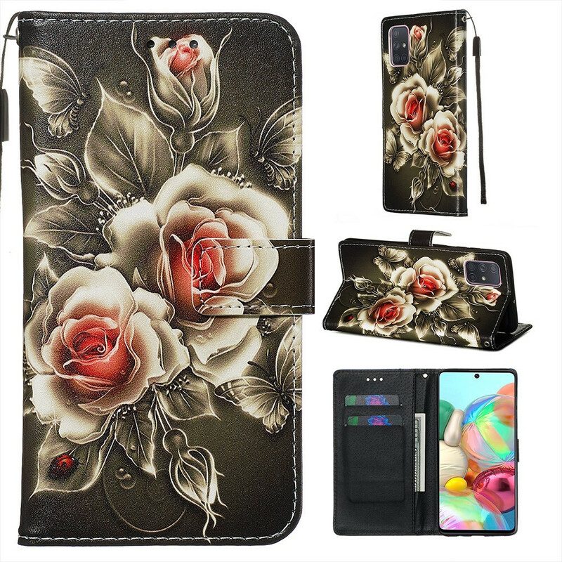 Custodia A Portafoglio Samsung Galaxy A71 Rose D'oro