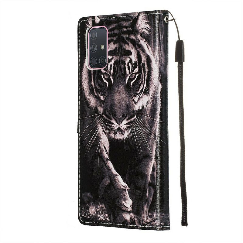 Custodia A Portafoglio Samsung Galaxy A71 Tigre Notturna