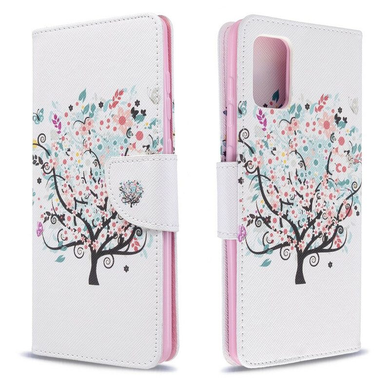 Custodia in pelle Samsung Galaxy A71 Albero Fiorito