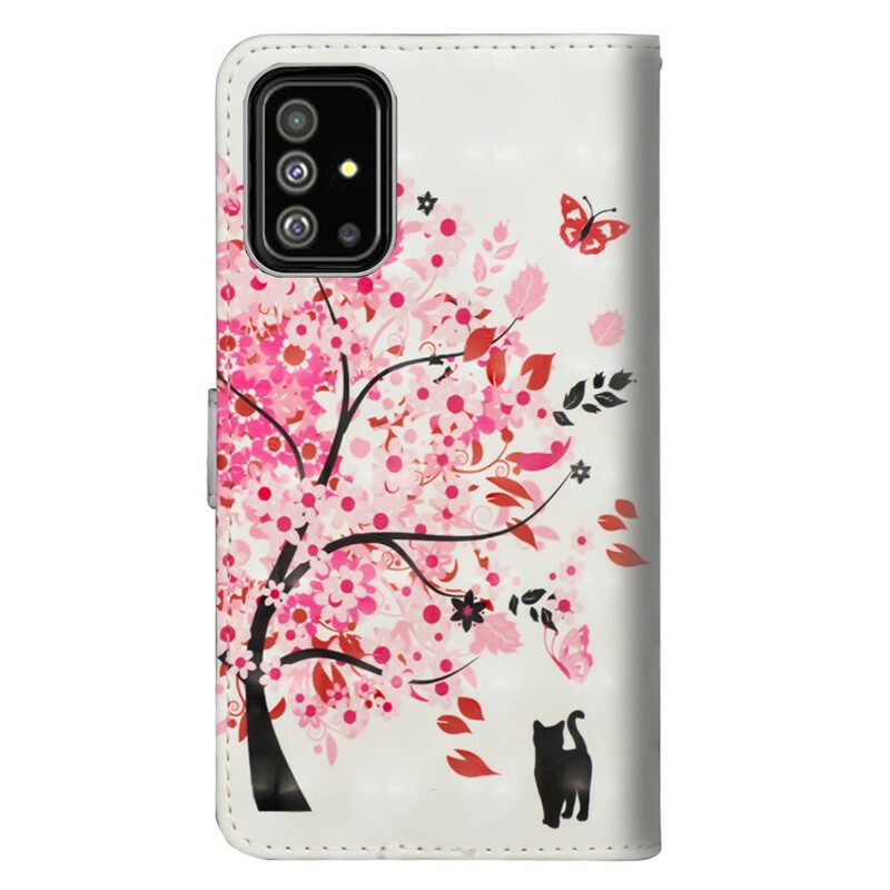 Custodia in pelle Samsung Galaxy A71 Albero Rosa