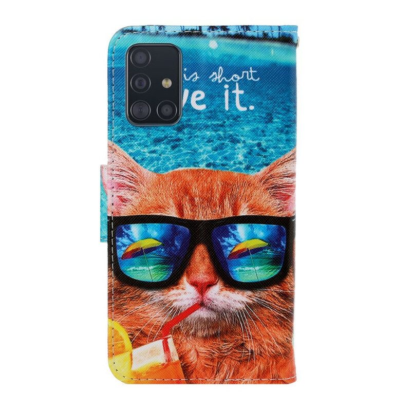 Custodia in pelle Samsung Galaxy A71 Cat Live It Strappy