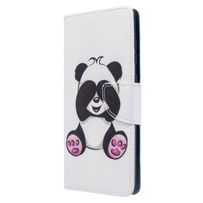 Custodia in pelle Samsung Galaxy A71 Divertimento Panda