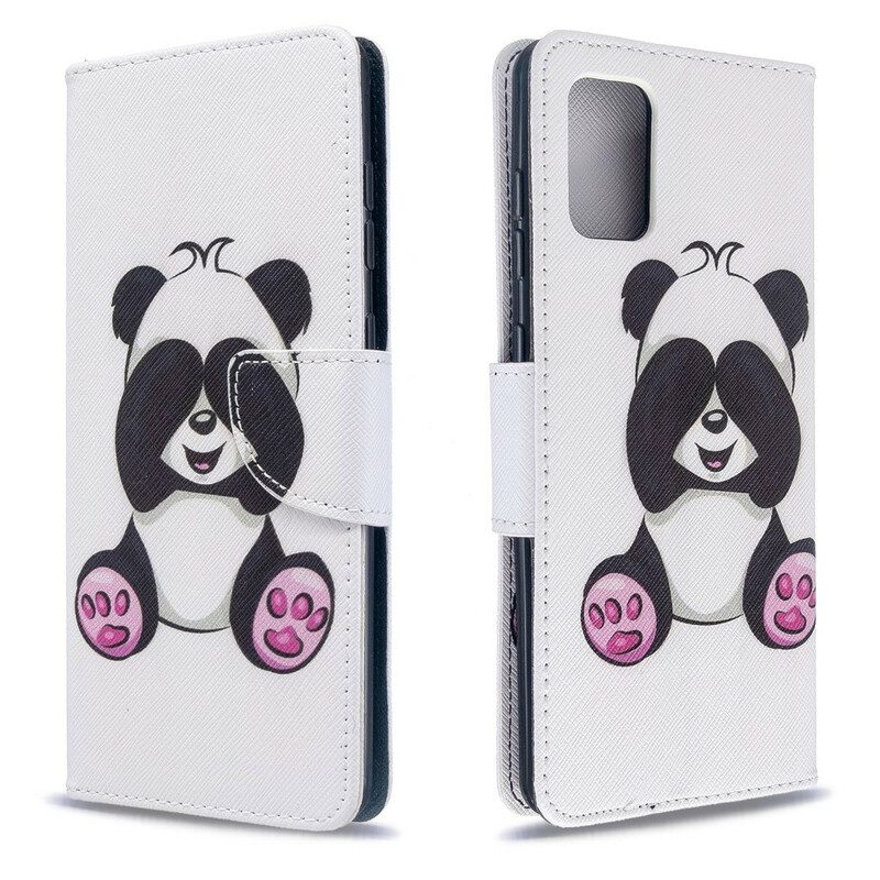 Custodia in pelle Samsung Galaxy A71 Divertimento Panda