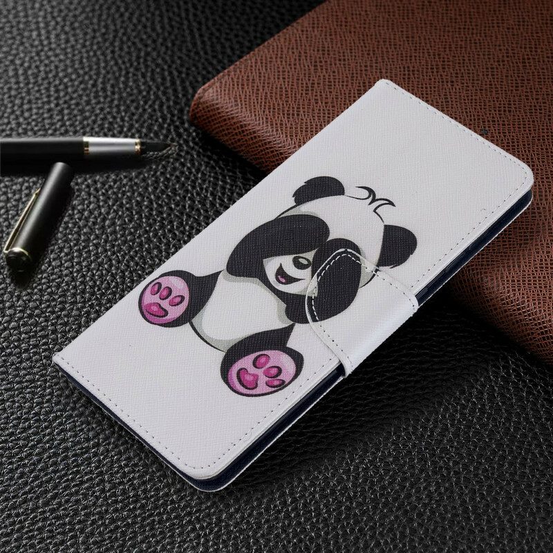 Custodia in pelle Samsung Galaxy A71 Divertimento Panda