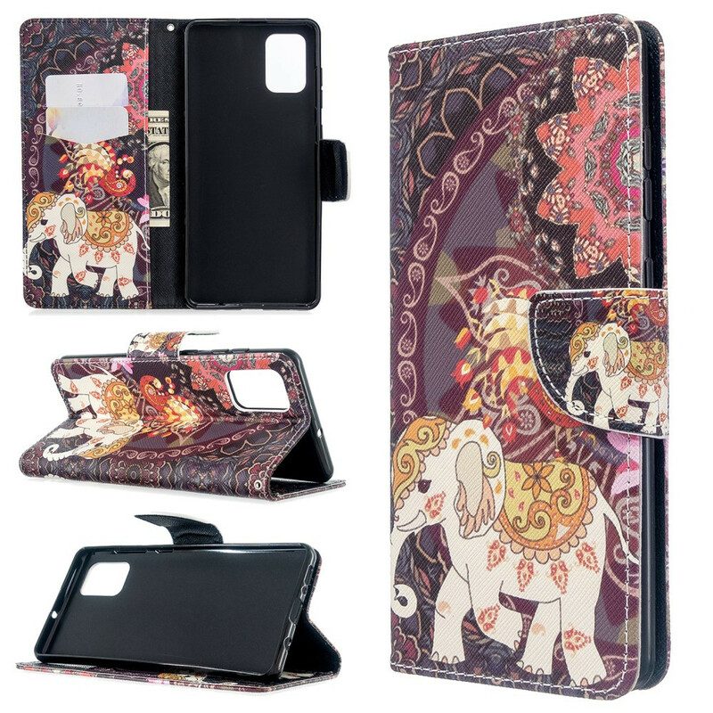 Custodia in pelle Samsung Galaxy A71 Elefante Indiano