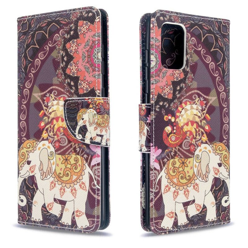 Custodia in pelle Samsung Galaxy A71 Elefante Indiano