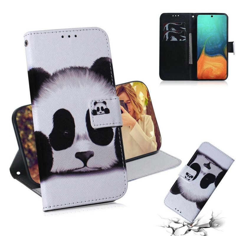 Custodia in pelle Samsung Galaxy A71 Faccia Da Panda