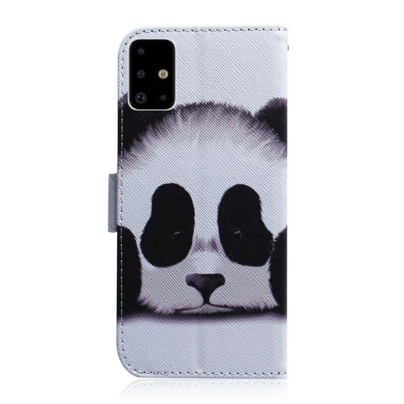 Custodia in pelle Samsung Galaxy A71 Faccia Da Panda