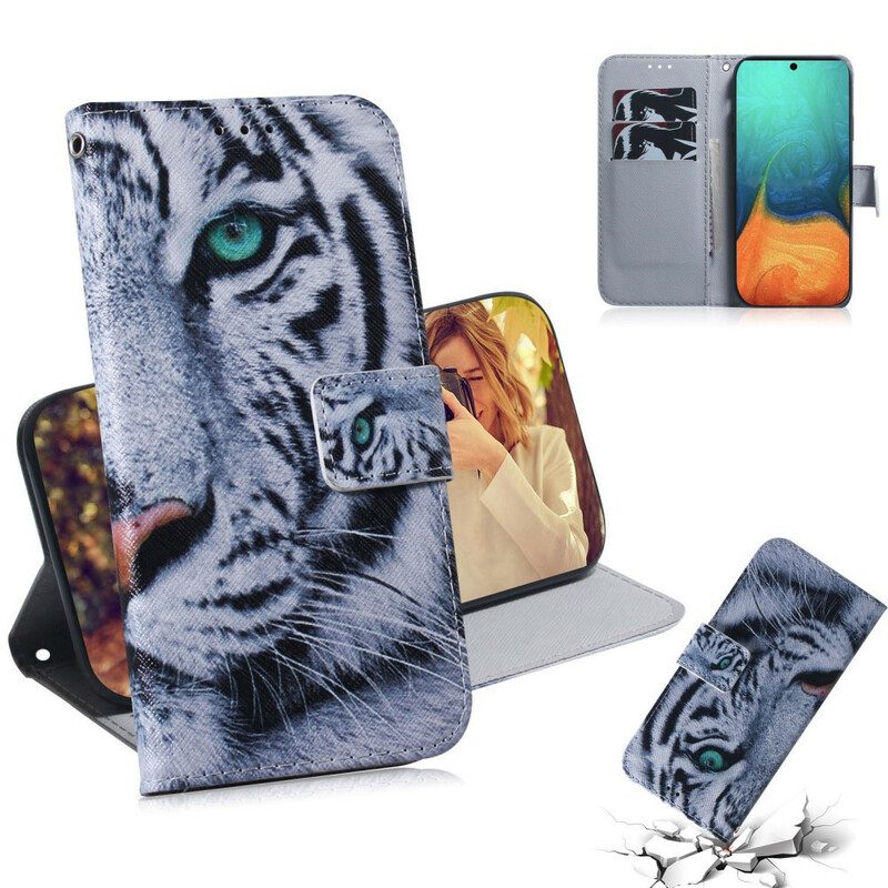 Custodia in pelle Samsung Galaxy A71 Faccia Da Tigre