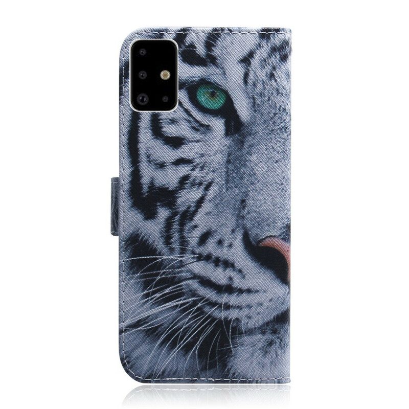 Custodia in pelle Samsung Galaxy A71 Faccia Da Tigre