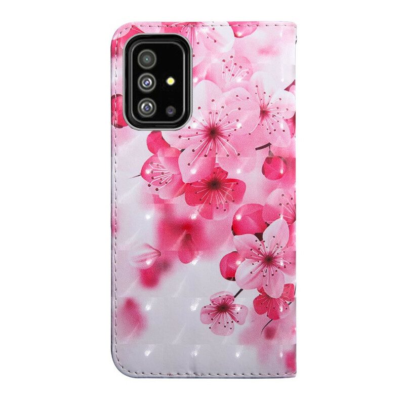 Custodia in pelle Samsung Galaxy A71 Fiori Rosa