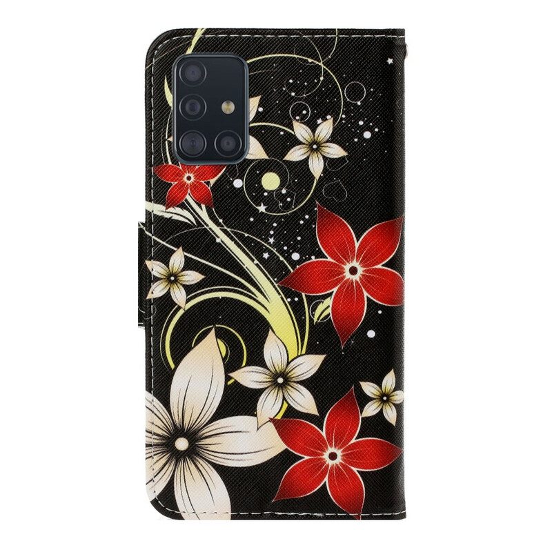 Custodia in pelle Samsung Galaxy A71 Fiori Strappy Colorati