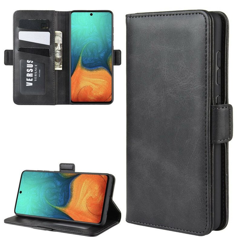 Custodia in pelle Samsung Galaxy A71 Folio Cover Doppio Lembo