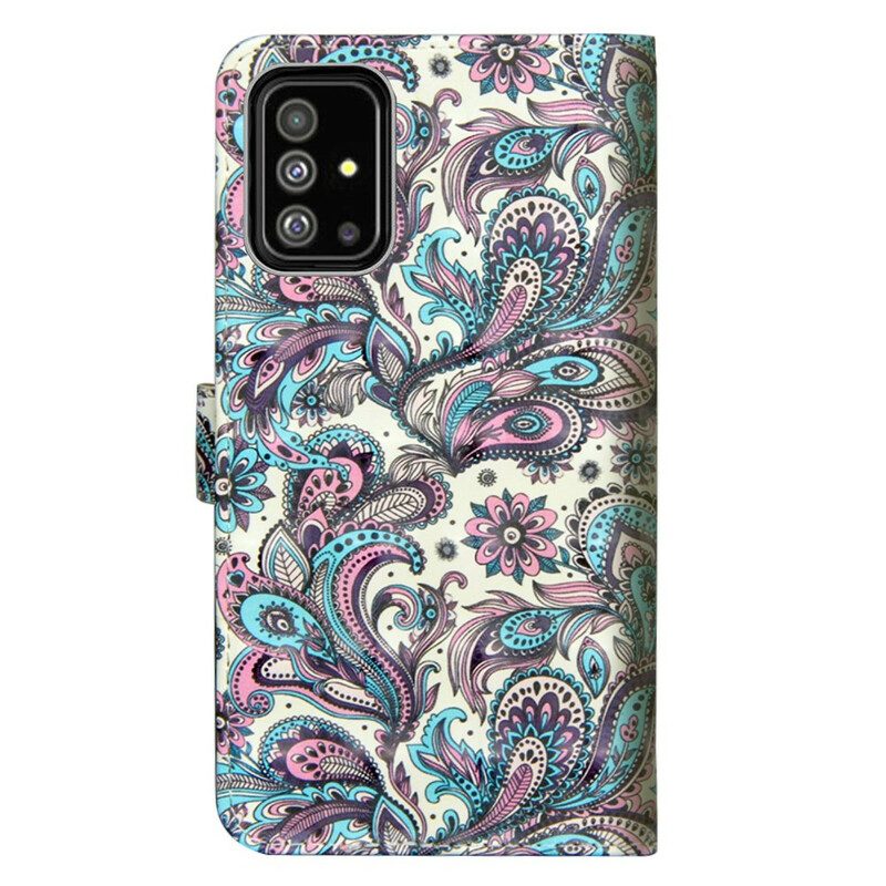 Custodia in pelle Samsung Galaxy A71 Modelli Di Fiori