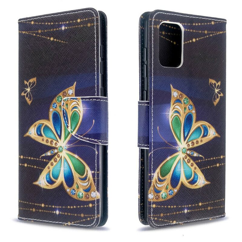 Custodia in pelle Samsung Galaxy A71 Re Farfalle