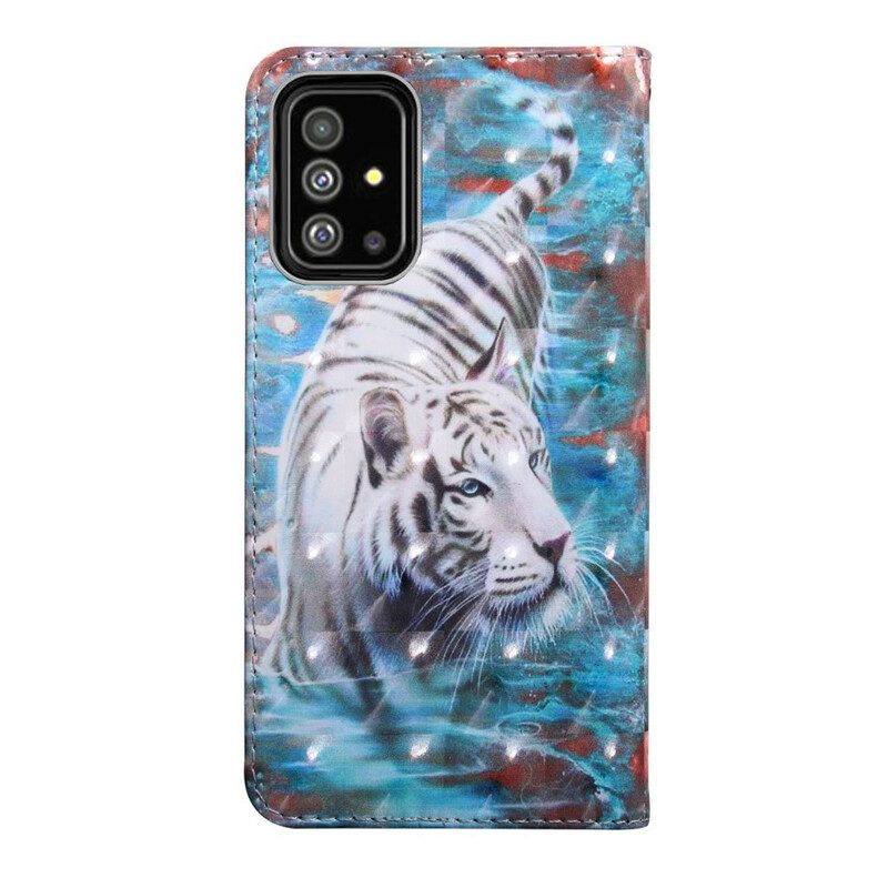 Custodia in pelle Samsung Galaxy A71 Tigre In Acqua