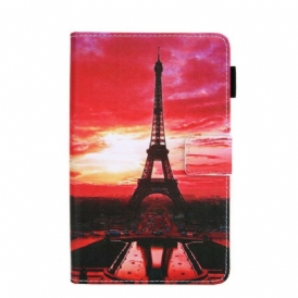 Custodia A Portafoglio Samsung Galaxy Tab A7 Lite Torre Eiffel Al Tramonto