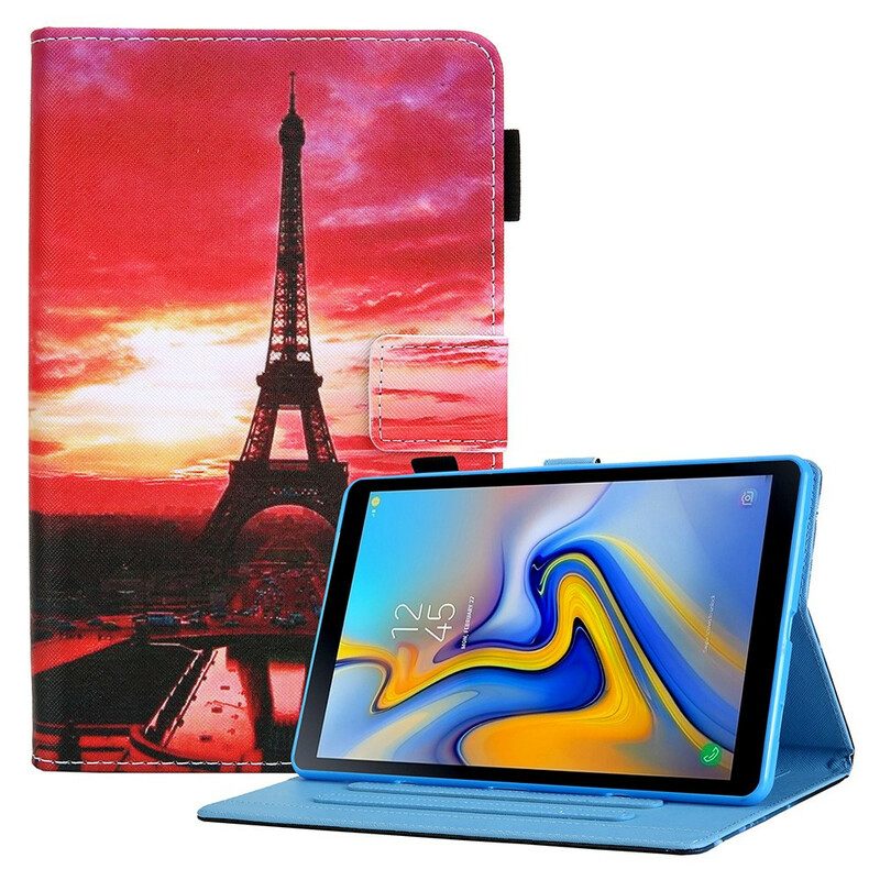 Custodia A Portafoglio Samsung Galaxy Tab A7 Lite Torre Eiffel Al Tramonto