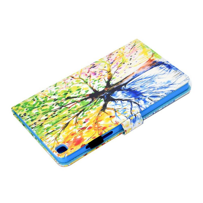 Custodia in pelle Samsung Galaxy Tab A7 Lite Albero Dell'acquerello