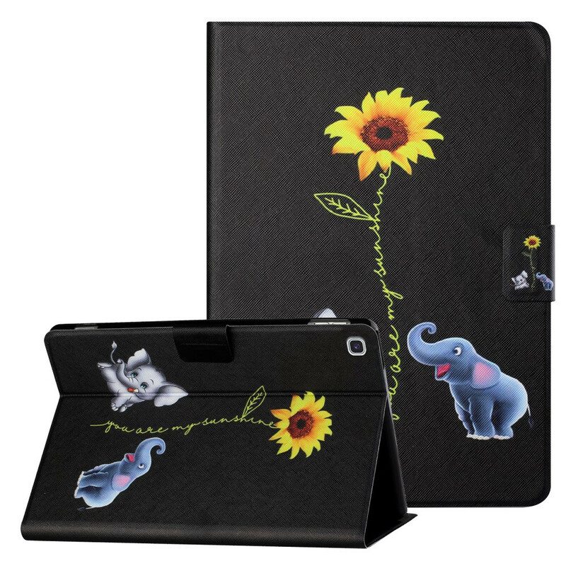 Custodia in pelle Samsung Galaxy Tab A7 Lite Elefanti Girasole