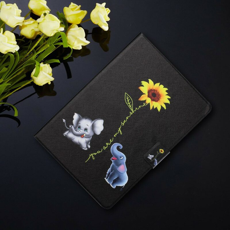 Custodia in pelle Samsung Galaxy Tab A7 Lite Elefanti Girasole